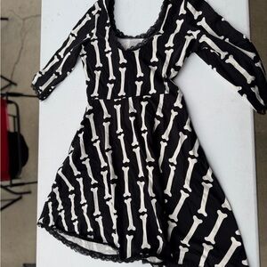 Black Dress with Bone Pattern